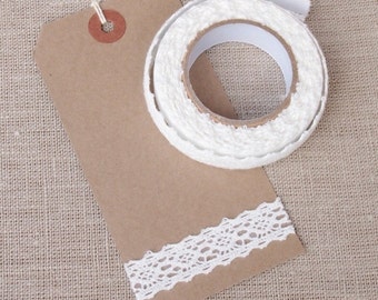 Lace adhesive tape - White Lace tape- Fabric tape - Approx 2 yards - Sewing, Wedding decoration, Scrapbooking