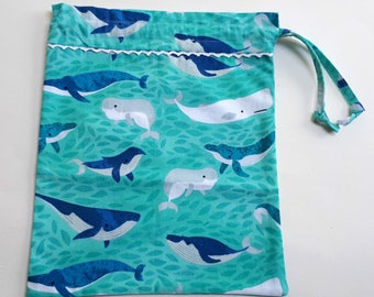 Whale Laundry Bag, Small Cotton Drawstring Storage Bag, Travel Bag, Lingerie Bag, Swimsuit Bag, Dorm Decoration.
