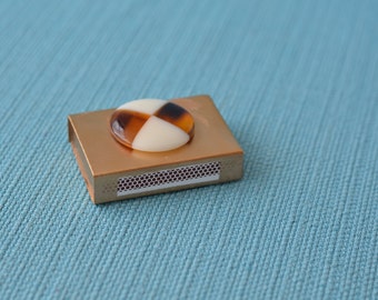 hand painted matchbox with upcycled vintage jewelry