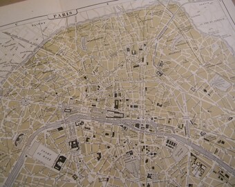 1903 City Map Paris France - Vintage Antique Map Great for Framing 100 Years Old