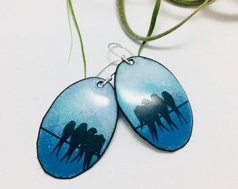 Bird on A Wire Earrings ~ Bird on Wires ~ Crow on Wire Earrings ~ Crow Earrings