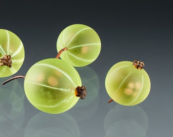 Green Gooseberry Glass Sculpture life-sized hand blown glass art birthday gift, Mother's Day gift for cook, gardener, chef, gourmet