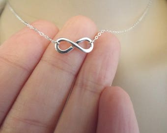 Silver Infinity Necklace, Sterling Silver Infinity Symbol, Figure Eight, Dainty Infinity Charm, Simple Everyday Necklace, Infinity Choker