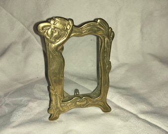 Vintage Brass Art Nouveau Style Picture Frame