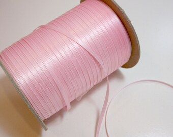 Light Pink Ribbon, Double-Faced Baby Pink Satin Ribbon 1/8 inch wide x 10 yards