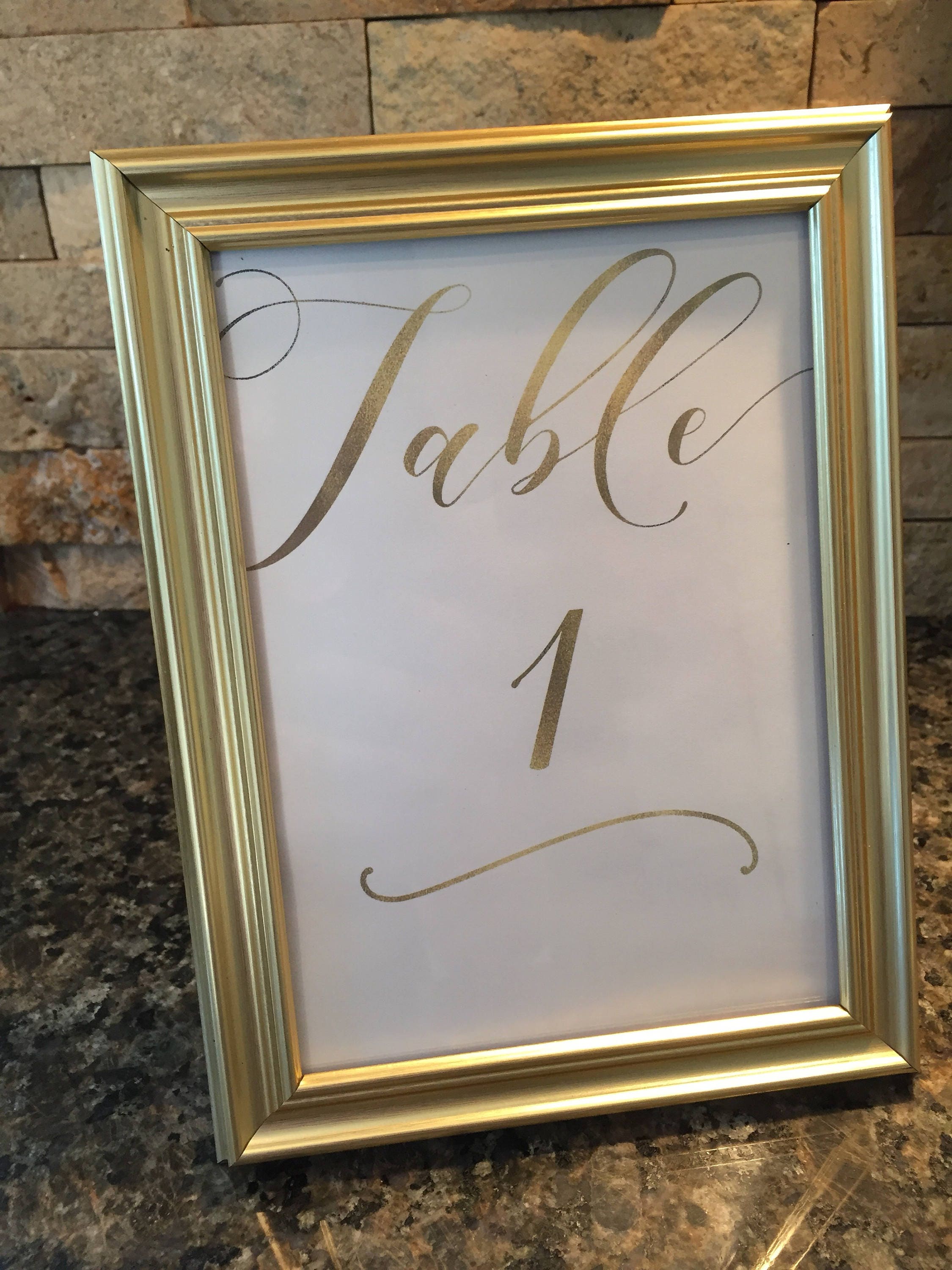 Gold Framed Wedding Table Numbers