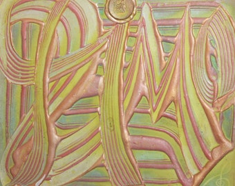 Vintage Greek abstract oil painting