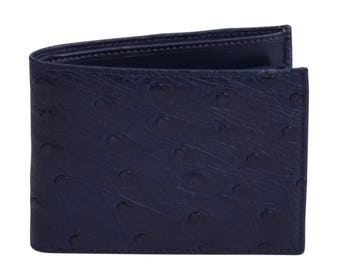 Ostrich leather wallet Dark Blue by Beretti