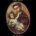St Anthony and baby Jesus sequins and beads applique patch oval medallion, Saints patch