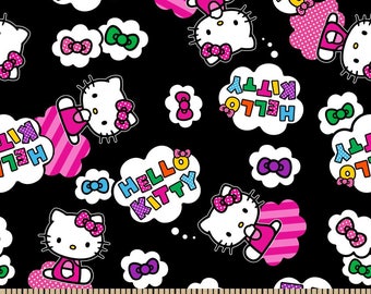 Hello kitty black fabric by half yard, Hello kitty fabric, cartoon printed quilting cotton, quilting fabric, hello kitty sewing fabric