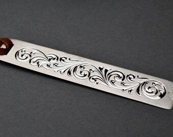 Engraved Bookmark Personalized Silver Bookmark Custom Engraved Bookmark Solid Sterling Silver Metal Bookmark Hand Made Silver Bookmark