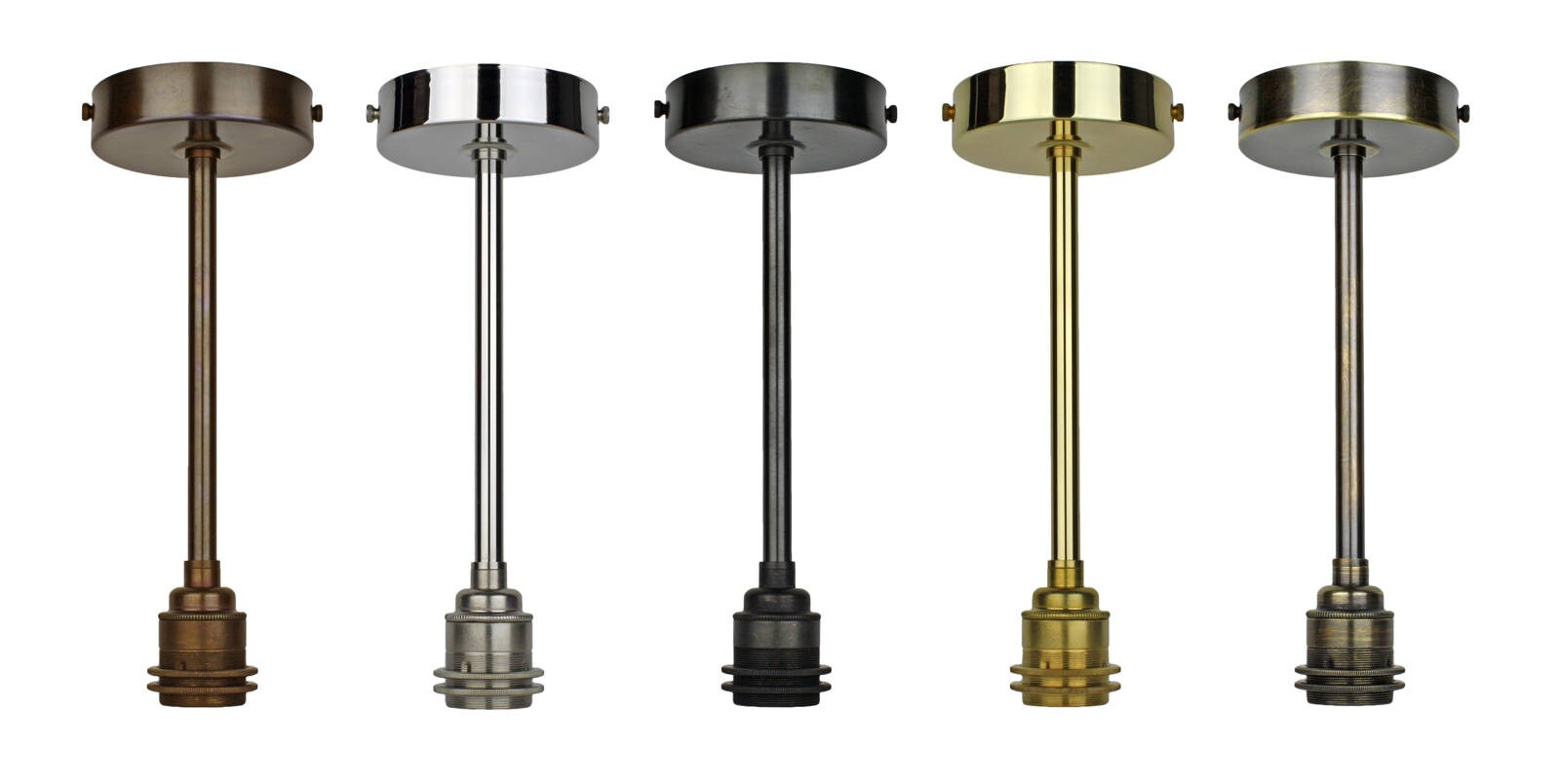 Brass Drop Rod Pendant Light 5 Finishes Made in UK