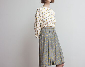 1980s Geometric Print Silk Two-Piece Set