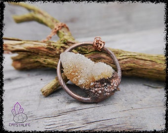 ANGEL SPIRIT CITRINE Crystal Pendant | Copper Electroformed | Handmade | Reiki | Meditation | Copper Jewelry | Gemstone