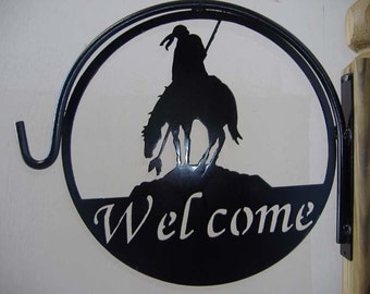 End of the Trail Welcome Metal Plant Hanger