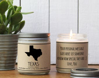 Texas Scented Candle - Homesick Gift | State Scented Candle | Moving Gift | College Student Gift | State Candles | Homesick Candle