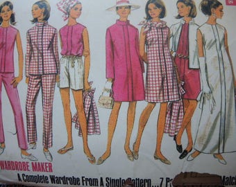 vintage 1960s Butterick sewing pattern 4774 misses coat jacket dress blouse pants and shorts size 12