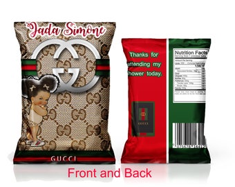 Designer Inspired chip bag for baby shower or birthday party favor (designer inspired)--------YOU PRINT