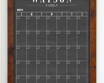 Family Calendar, Chalkboard Dry Erase Calendar Vertical 18 x 24 #1806