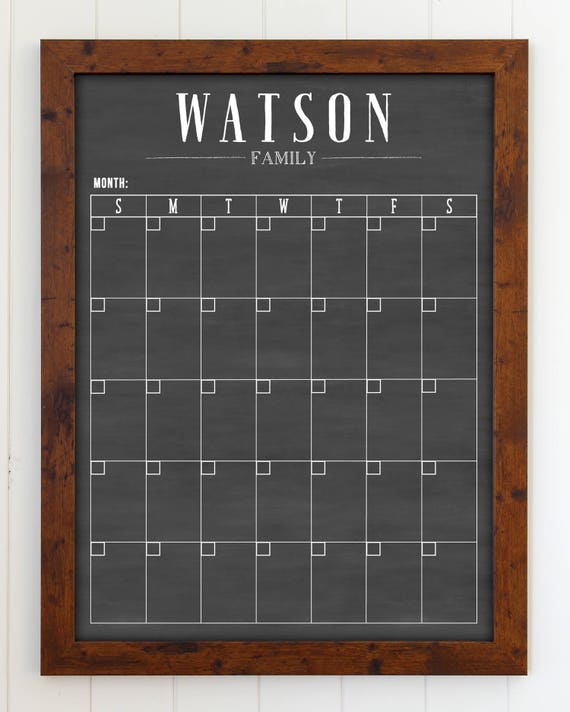 Family Calendar Chalkboard Dry Erase Calendar Vertical 18 x