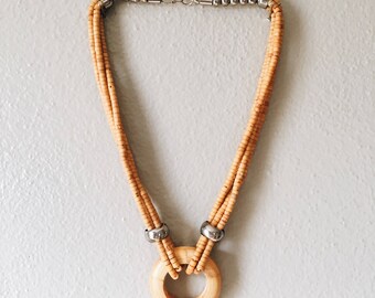 Yellow Wooden Beads Statement Necklace