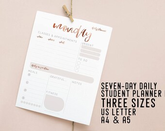 student daily planner with subjects