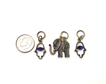 Hamsa Hand and Elephant Stitch Markers Set | Knitting Markers | Knitting Place Markers