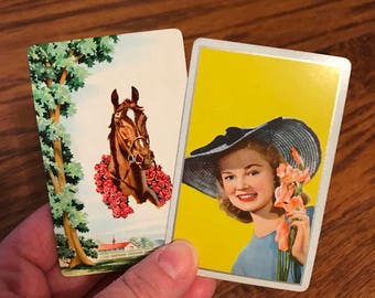 Off to the Kentucky Derby Vintage Playing Card set of 4