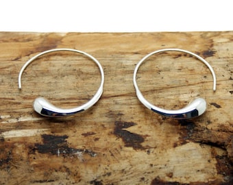 Sterling Silver Teardrop Hoop Earrings (NA27)