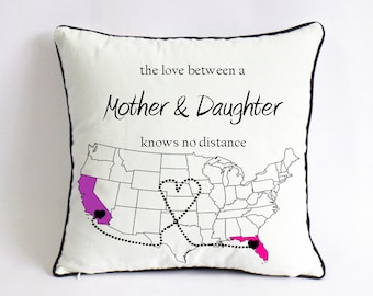 long distance mom daughter pillow case-mom birthday gift-mothers day gift from daughter-mom Xmas gift-mother daughter love knows no distance