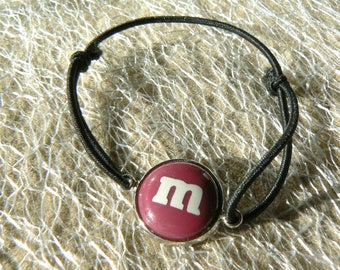 M bracelet & me plum bow s sliding belly cabochon 14mm
