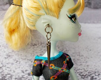 Doll Gun Metal Spike Earrings, Ever After High Spike Earrings, Bratz Spike Earrings, Gun Metal Doll Earrings, BJD Metal Spike Earrings