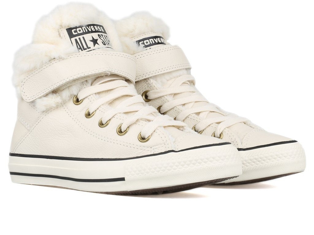 Converse Fur Leather High Top Boot Winter White Cream Ivory