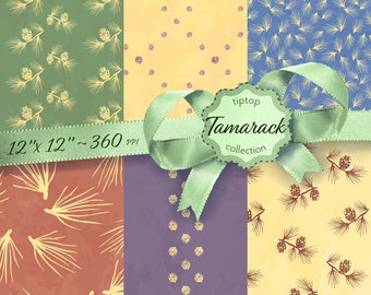 Tiptop Tamarack — scrapbook paper digital download — watercolor texture silhouette — high quality seamless printable pattern