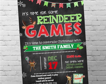Christmas Party Invitation | Reindeer Games Party | Christmas Games Invitation | Reindeer Christmas Invitation | Digital Invitation