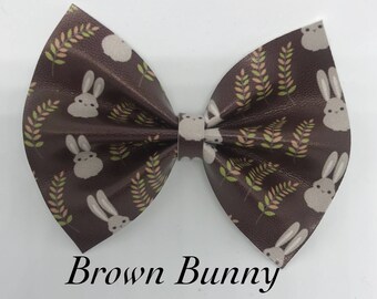 Brown Bunny- Faux Leather Bow