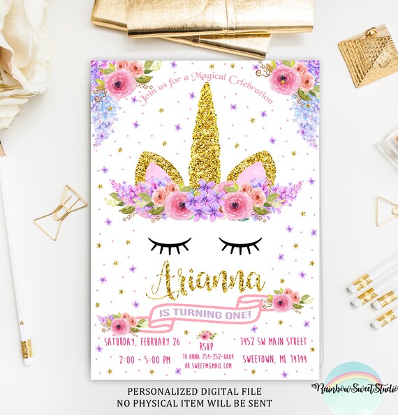Unicorn Birthday Invitation Unicorn Invitation Rainbow Unicorn Birthday Invitation Unicorn Invitation Rainbow