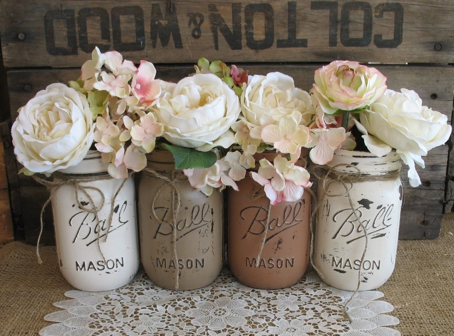 SALE Set Of 4 Pint Mason Jars Ball Painted SALE Set Of 4 Pint Mason Jars Ball Painted