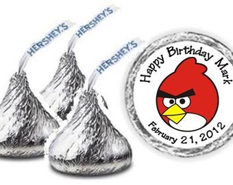 108 Angry Birds Personalized Birthday Hershey Kiss Candy Label Wrapper Favors Stickers