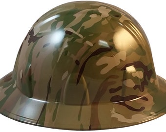 MultiCam Camo Hydro Dipped Hard Hats Full Brim Style