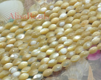 MOP,smooth rice,5.5-6X9mm,beads,15 inches