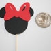 Minnie Mouse Ears Hot Black & Red Bow Cupcake Toppers Kit, Set of 15, Birthday Party Decorations, Baby Shower Decor