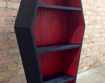 New Two-Tone Vampire Red Coffin Bookcase