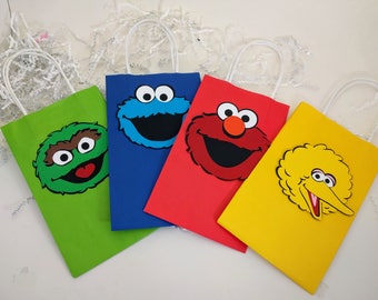 Sesame Street Treat Bags, Elmo, Cookie Monster, Big Bird, Oscar the Grouch, Sesame Street Birthday Party, Party Favors