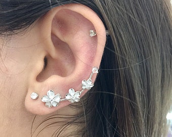 Plumeria earrings climbers