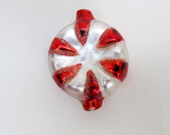 Czech Glass Garland Bead / Jumbo Peppermint Candy Bead / Christmas Garland Large Bead / Radco Bead