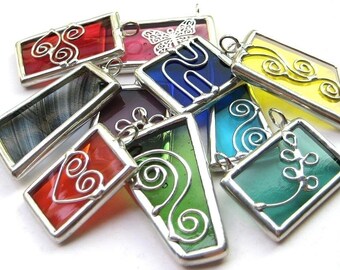 Lot of 3 - randomly picked stained glass pendants