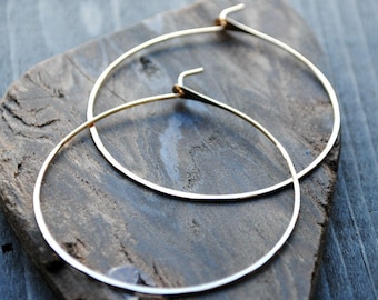 Gold Hoop Earrings 14K - Thin Hoop Earrings - Gold Hoops Medium - Large Hoop Earrings - Extra Large Hoops - Really Big Hoops