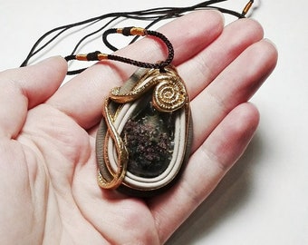 Pendant of rutile quartz in the skin