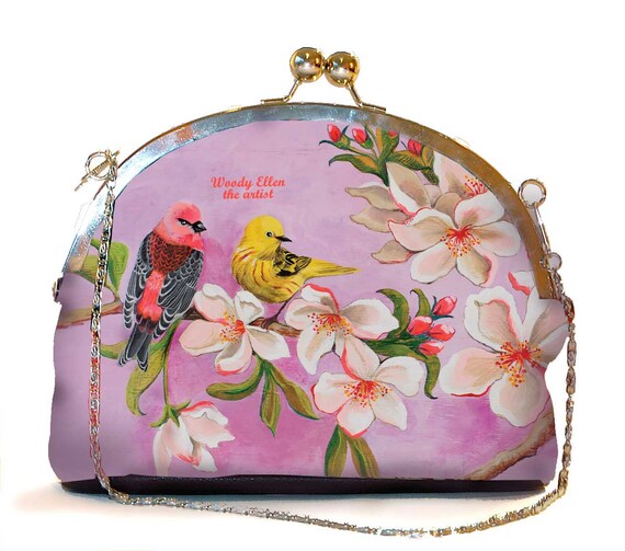 Retro clip purse, lilac clutch bag, Bloom, birthday gift, gift for her, gift mom, Woody Ellen bag, christmas gifts, christmas gift ideas